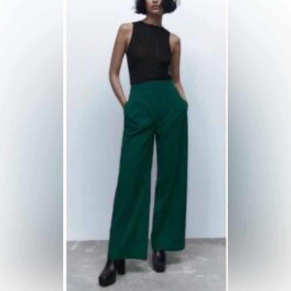 Zara Hunter Green Women’s Straight Leg Trousers Size Extra Small